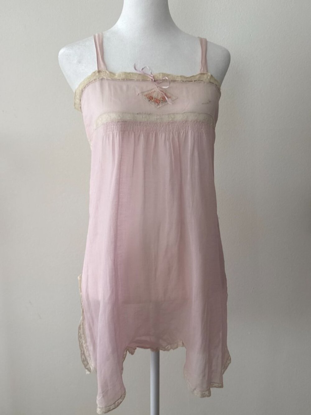 1920s Light Pink Floral Lace Embroidered One Piece Step In